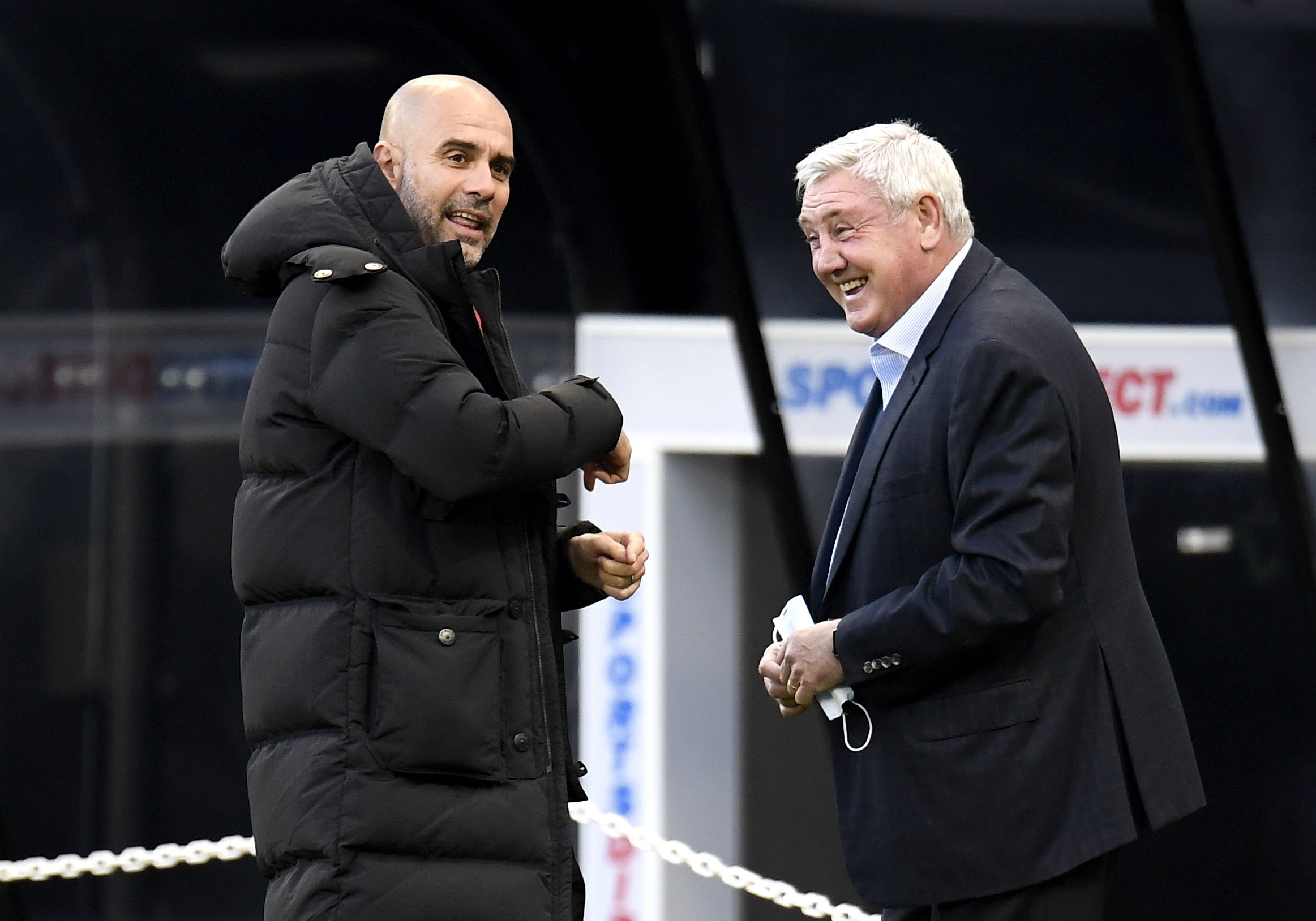 Pep Guardiola, left, said managers had to ignore the sort of criticism Steve Bruce faced at Newcastle (Peter Powell/PA)