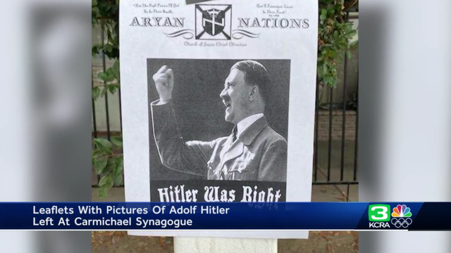 Se pegaron folletos que decían 'Hitler tenía razón' en el manurah de la Sinagoga Mesiánica Shalom le Israel en Sacramento