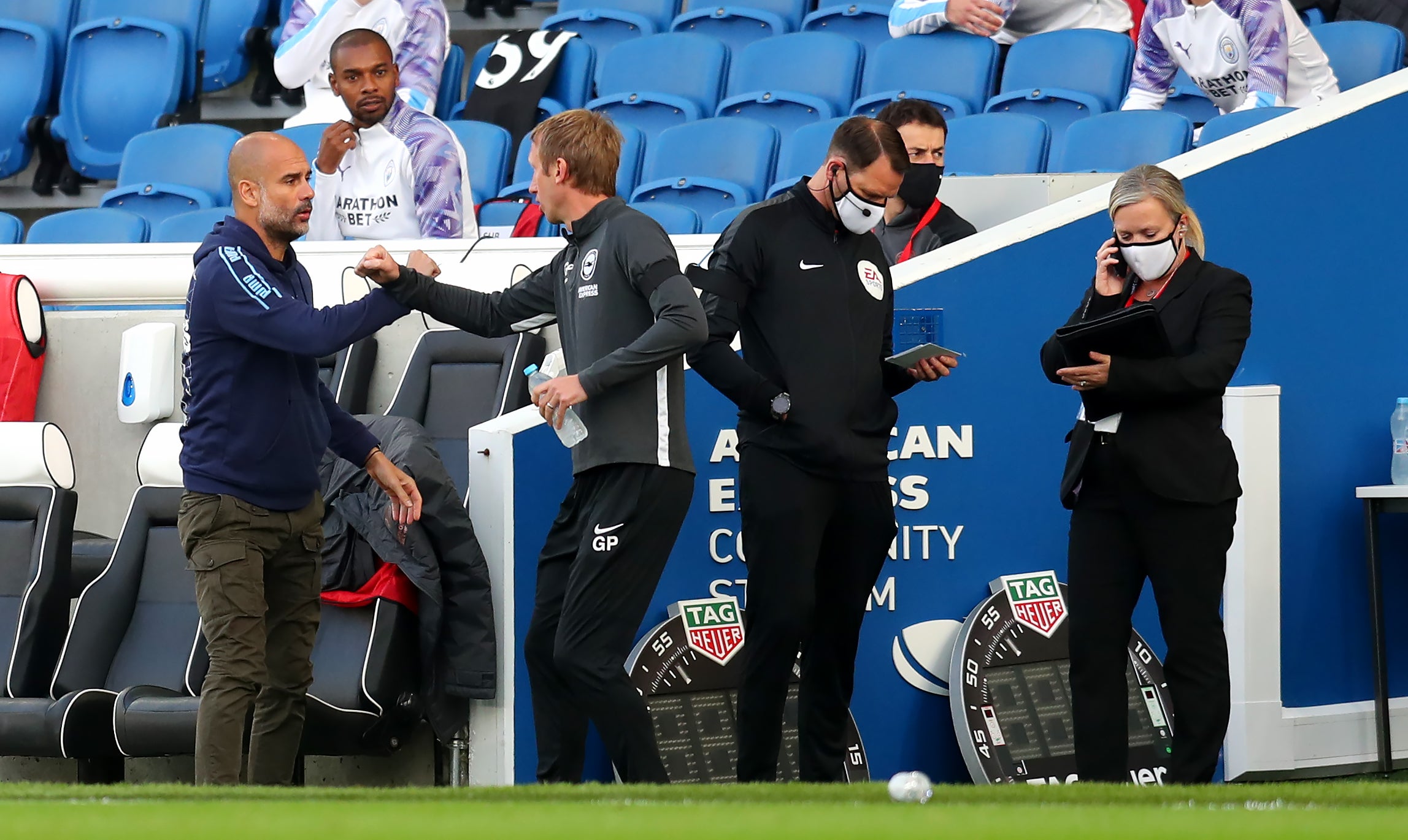 Pep Guardiola has promised Graham Potter a handshake before and after Saturday’s match (Catherine Ivill/NMC Pool/PA)