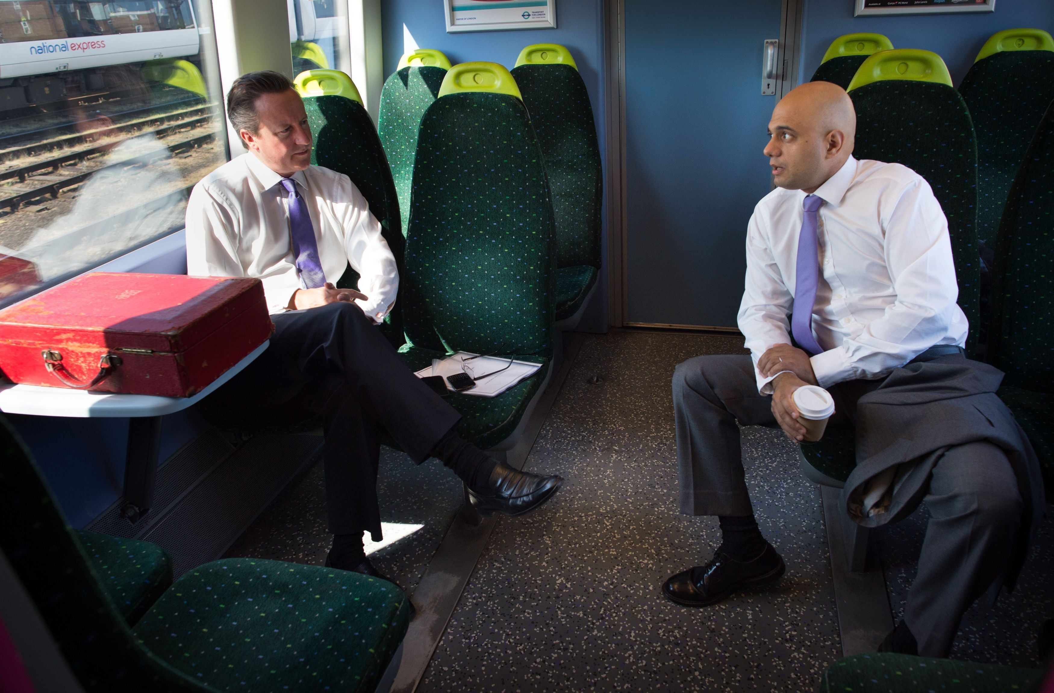 With former prime minister David Cameron in 2014, when Javid was culture secretary