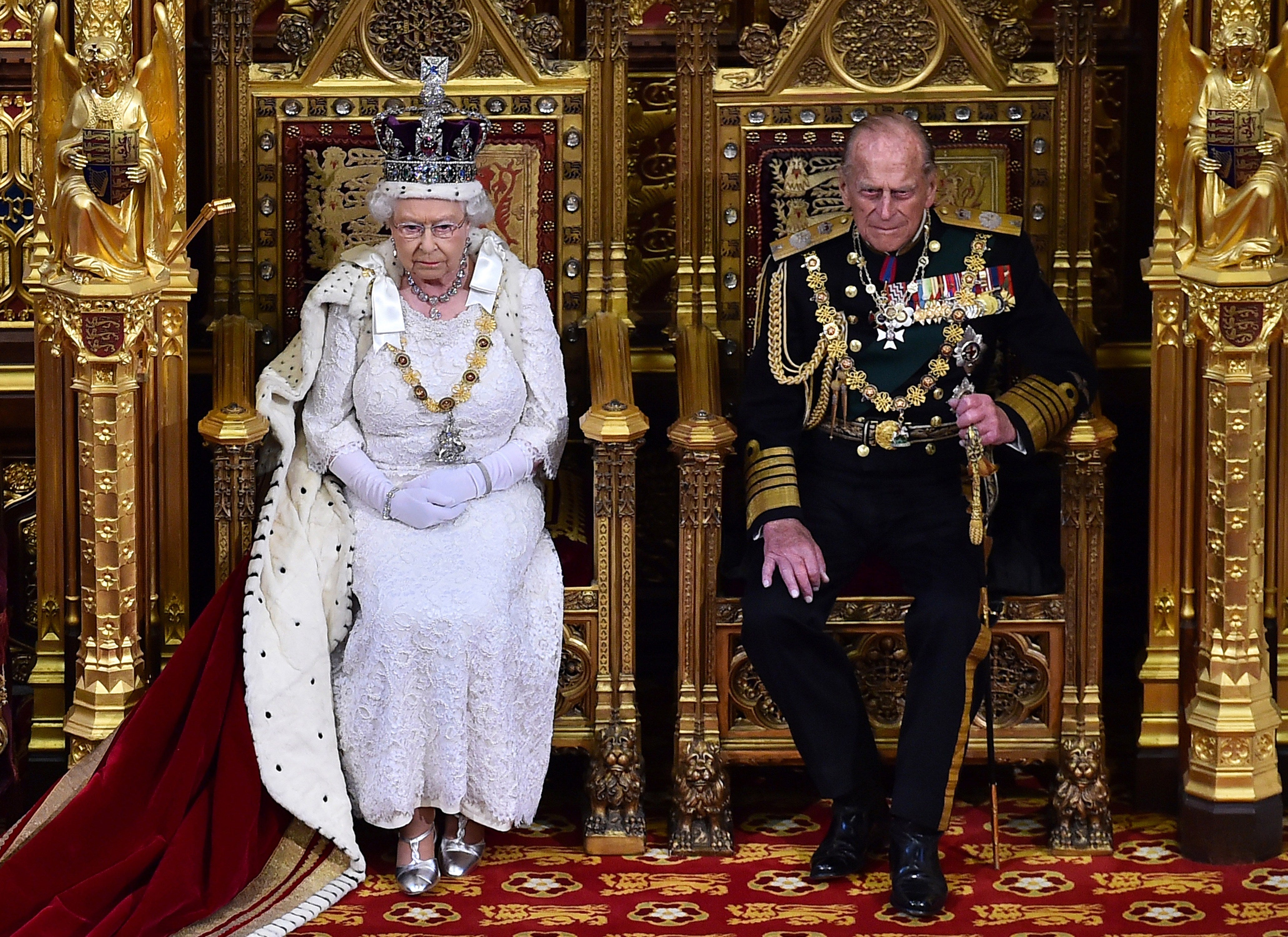 The Queen and the Duke of Edinburgh at the State Opening of Parliament, 2015
