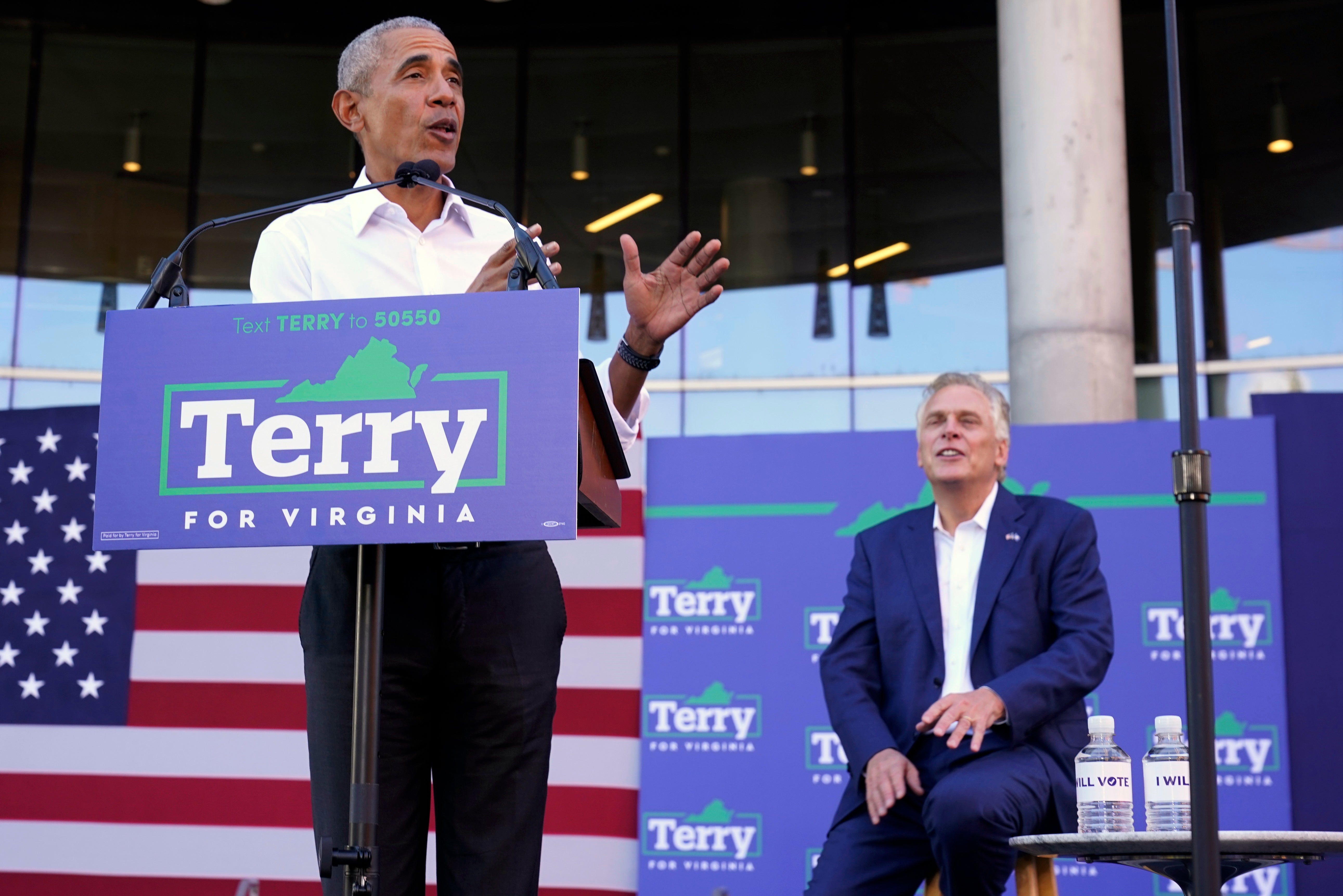 Former President Obama stumps for Terry McAuliffe in Virginia.