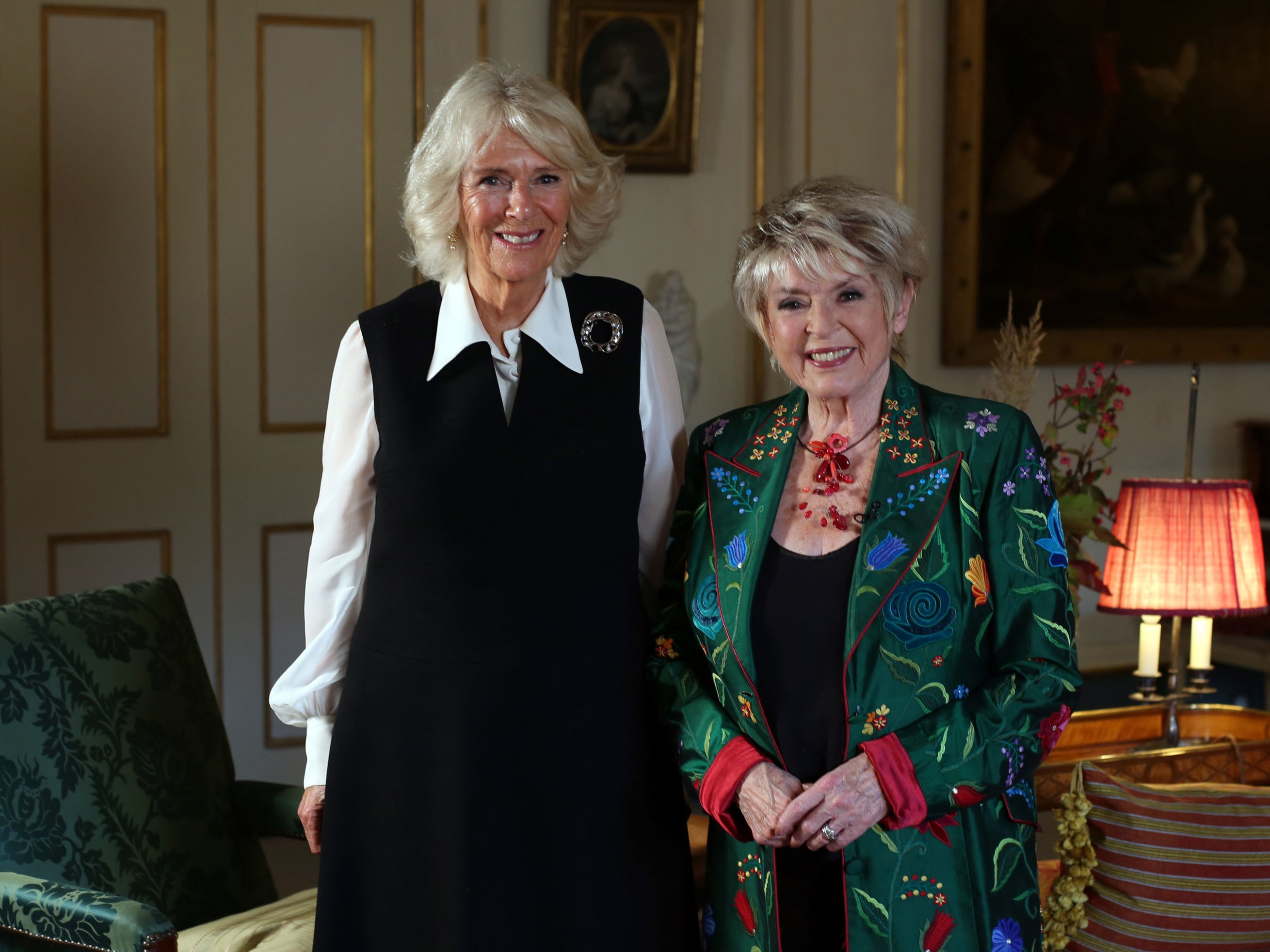 <p>BBC handout photo of the Duchess of Cornwall (left) who was interviewed by Gloria Hunniford on Morning Live for the BBC to mark World Osteoporosis Day</p>