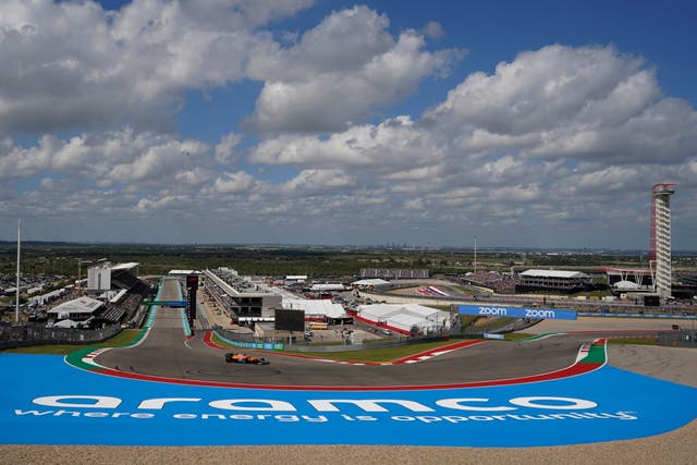<p>Turn one of the US Grand Prix in Texas</p>