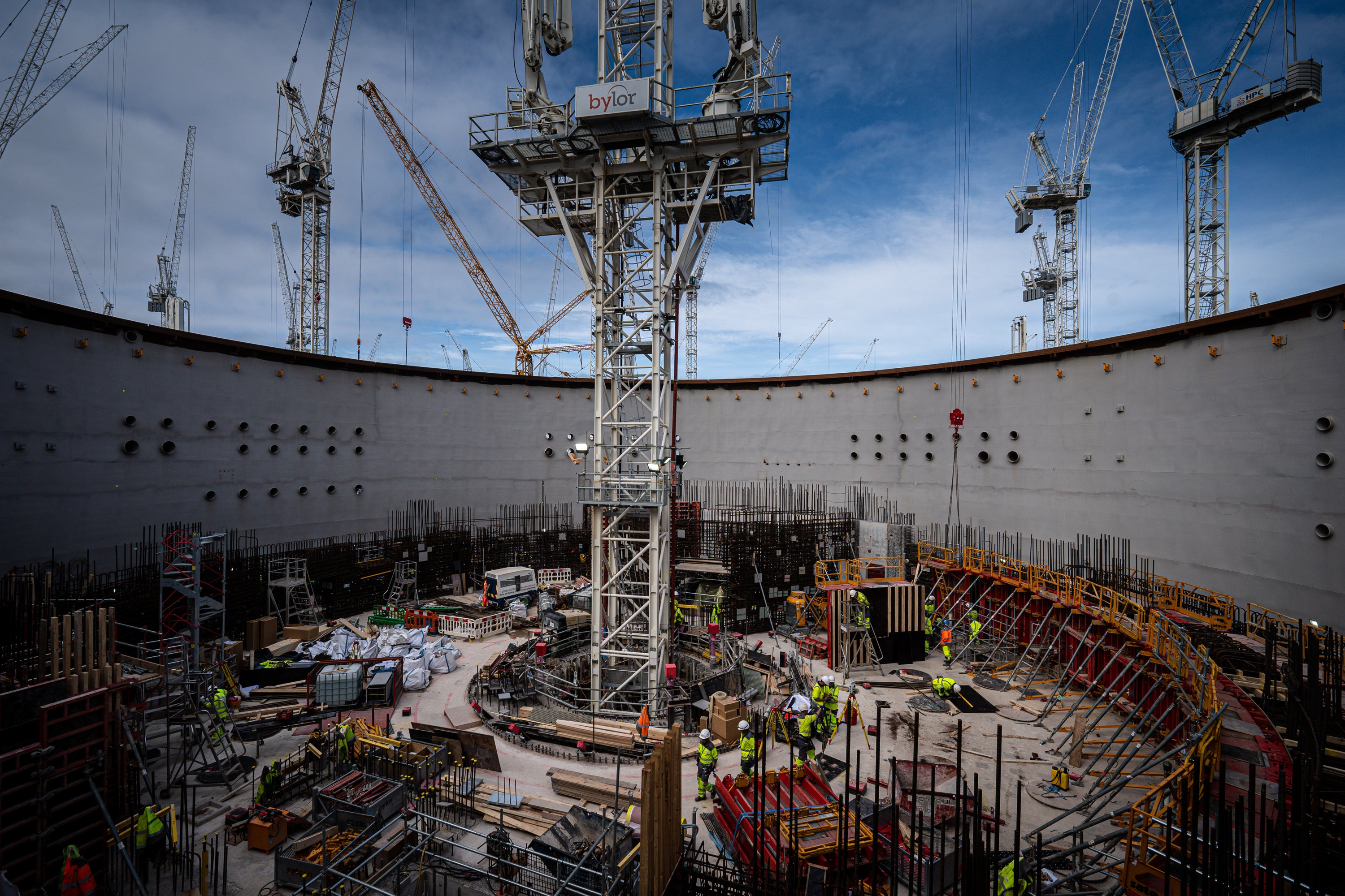 Workers at Nuclear Island 1 at Hinkley Point C nuclear power plant near Bridgwater in Somerset (Ben Birchall/PA)