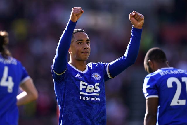 Youri Tielemans celebrates firing Leicester ahead in their 2-1 win at Brentford (John Walton/PA Images).