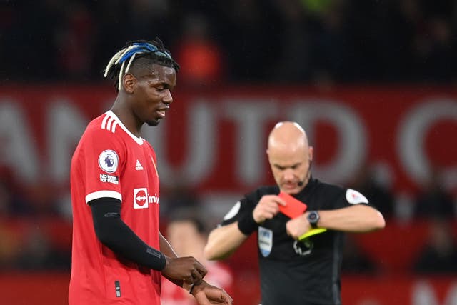 <p>Paul Pogba was sent off for United after a VAR check upgraded his yellow card to a straight red</p>