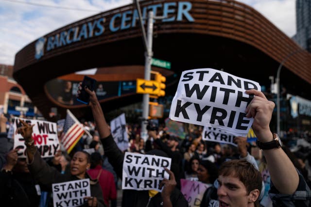 <p>Protesters outside the Barclays Center on Sunday  </p>