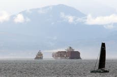 Fire on cargo ship off Canada ‘stabilised’ but still burning, officials say