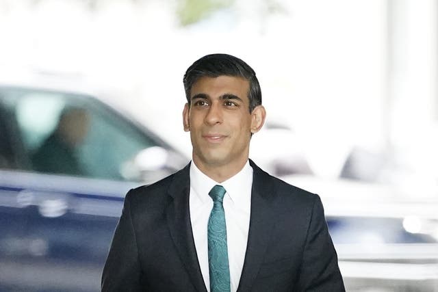 Chancellor of the Exchequer Rishi Sunak arrives at BBC Broadcasting House, London, to appear on the BBC1 current affairs programme, The Andrew Marr show (Aaron Chown/PA)
