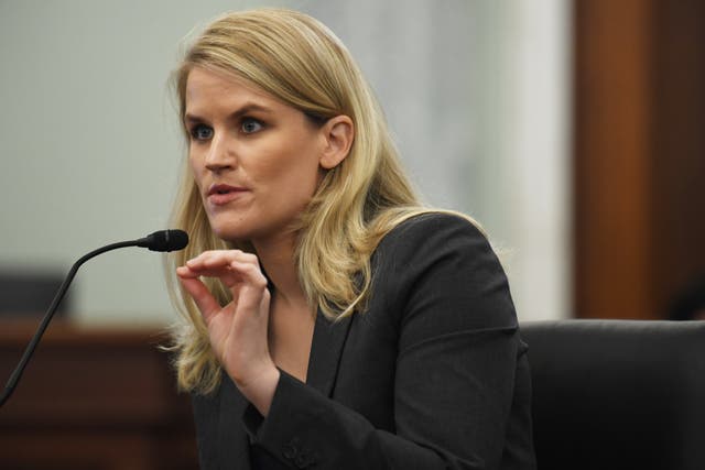 <p>Facebook whistleblower Frances Haugen appears before the Senate Commerce, Science, and Transportation Subcommittee at the Russell Senate Office Building in Washington, DC</p>