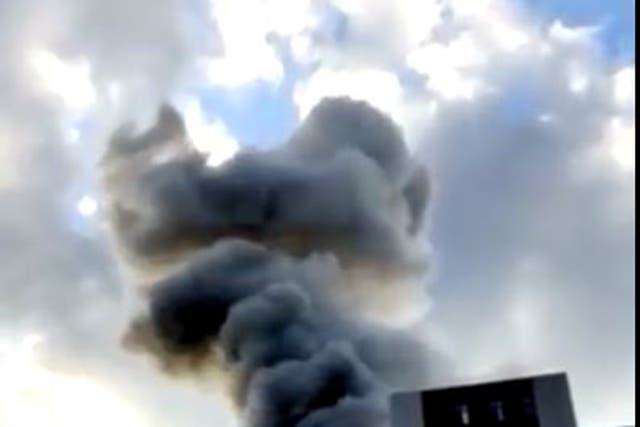 <p>Smoke billowing out of China’s Nanjing University of Aeronautics and Astronautics following an explosion </p>