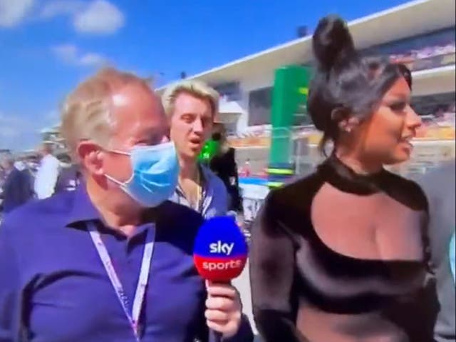 <p>Martin Brundle and Megan Thee Stallion as seen on Sky Sports</p>