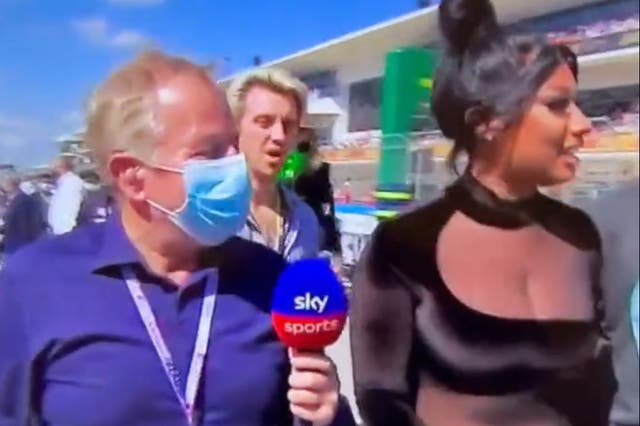 Martin Brundle y Megan Thee Stallion como se ve en Sky Sports