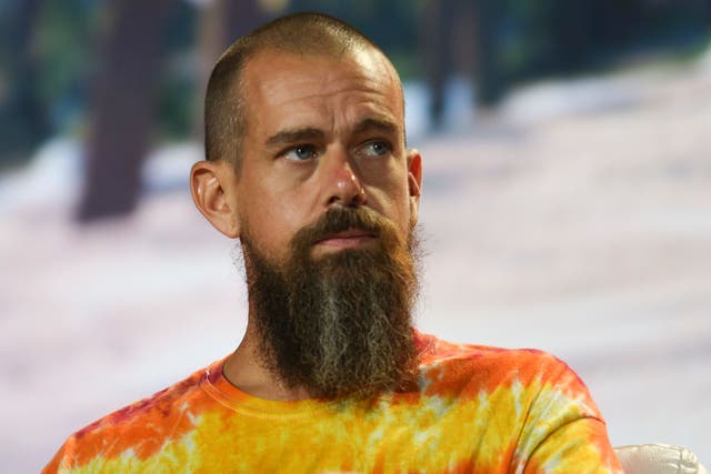 <p>Jack Dorsey, CEO of Twitter and co-founder & CEO of Square, attends the crypto-currency conference Bitcoin 2021 Convention at the Mana Convention Center in Miami, Florida, on June 4, 202</p>
