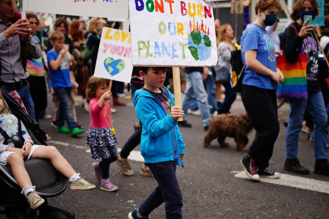 <p>Children take part in a global youth climate strike in Bristol ahead of Cop26 </p>