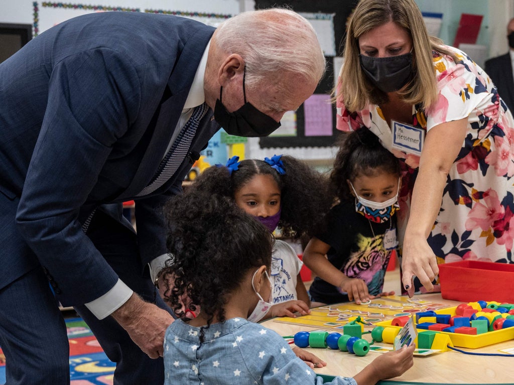 ‘He has a job to do’: Outspoken child steals the show at Biden school visit, telling him to go back to White House