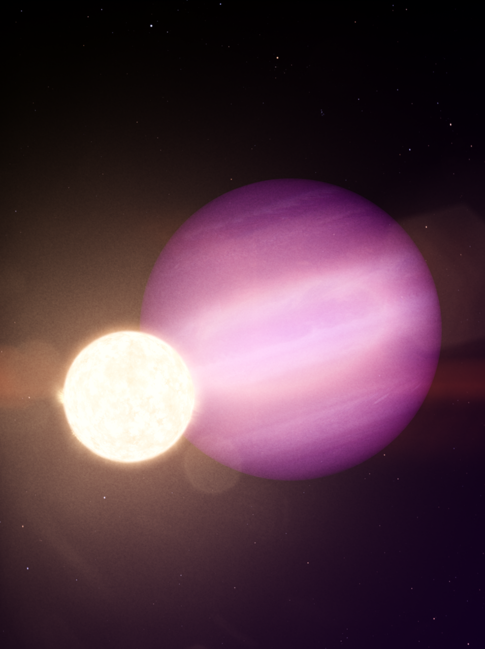 WD 1856 b, illustrated, a potential Jupiter-sized planet orbiting its much smaller host star, a dim white dwarf