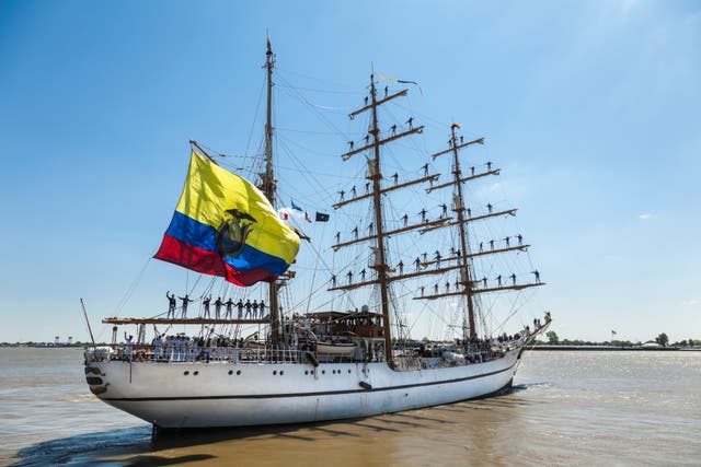 <p>The Ecuadoran Navy tall ship Guayas in the Mississippi river in 2012</p>