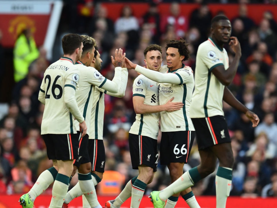 <p>Jota scored Liverpool’s second in a destructive 5-0 win at Old Trafford</p>