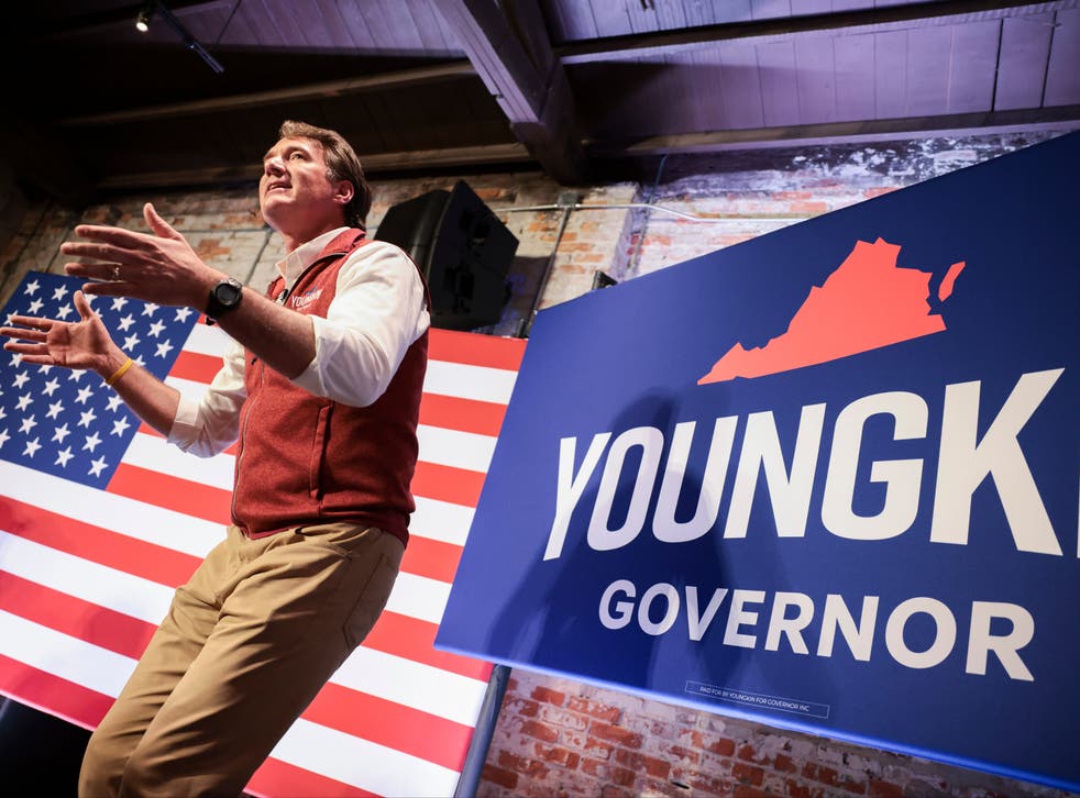 <p>Republican Glenn Youngkin on the trail in the Virginia gubernatorial campaign</p>