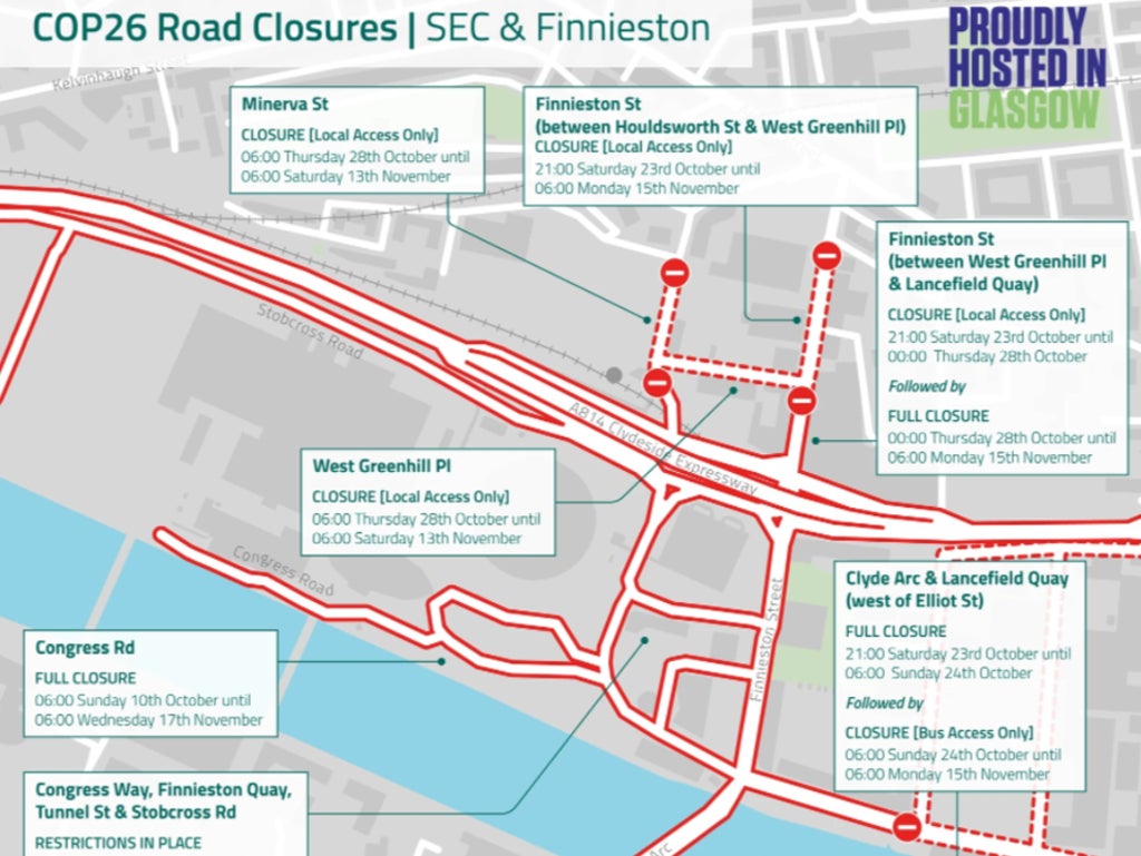 Cop26 road closures in Glasgow: How the climate summit will affect travel 