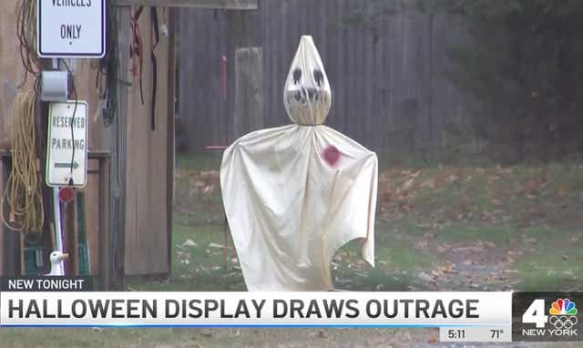 <p>Confederate Halloween display featuring KKK-like figures prompts community backlash</p>