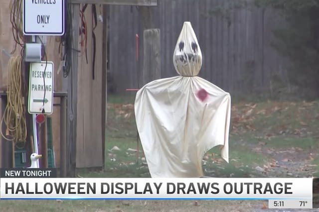 <p>Confederate Halloween display featuring KKK-like figures prompts community backlash</p>