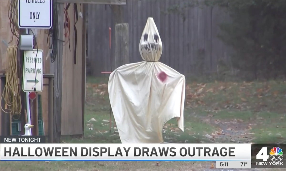 Confederate Halloween display featuring KKK-like figures prompts