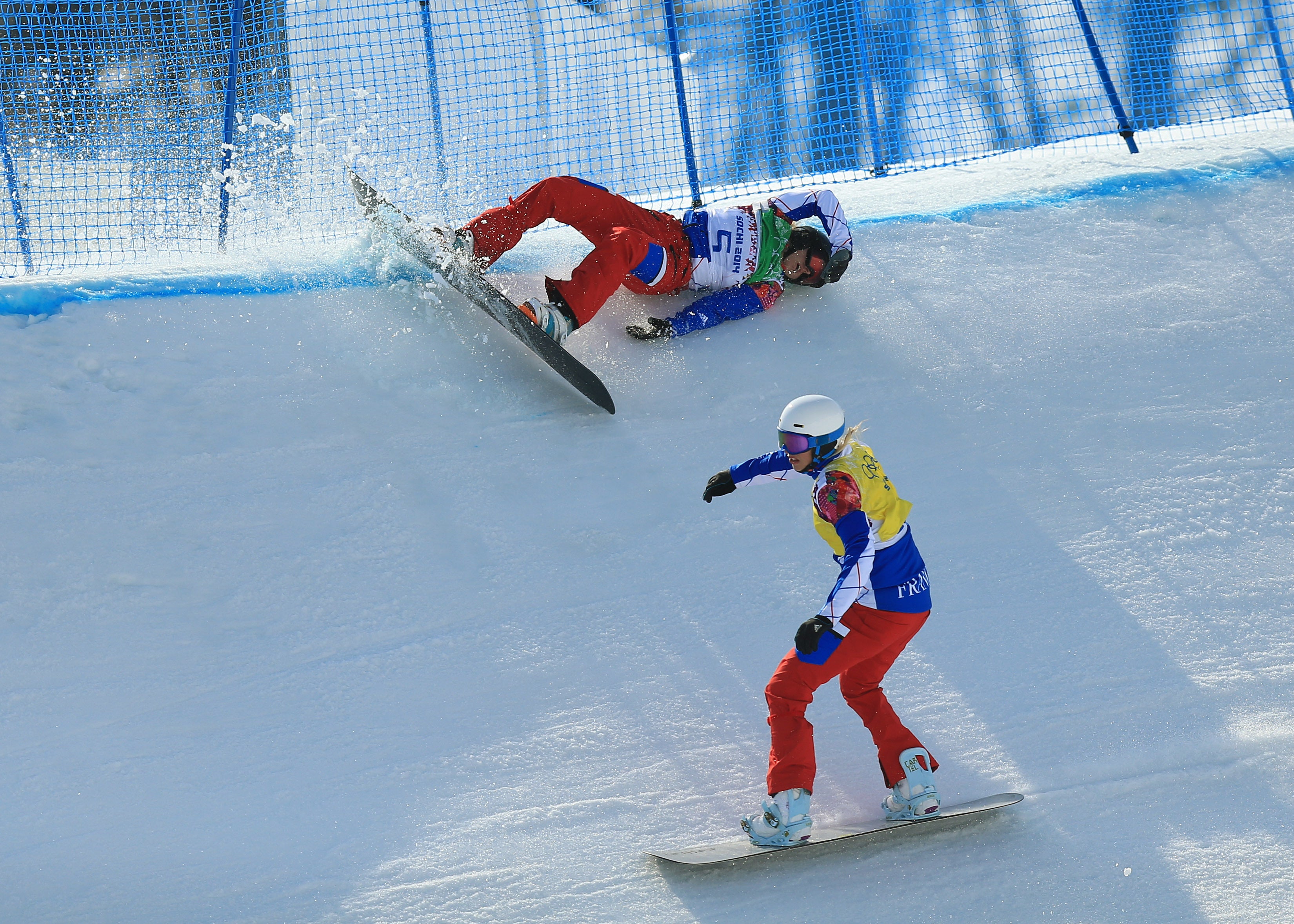 Charlotte Bankes, top, crashed out in Sochi, but has since been crowned world champion (Mike Egerton/PA)