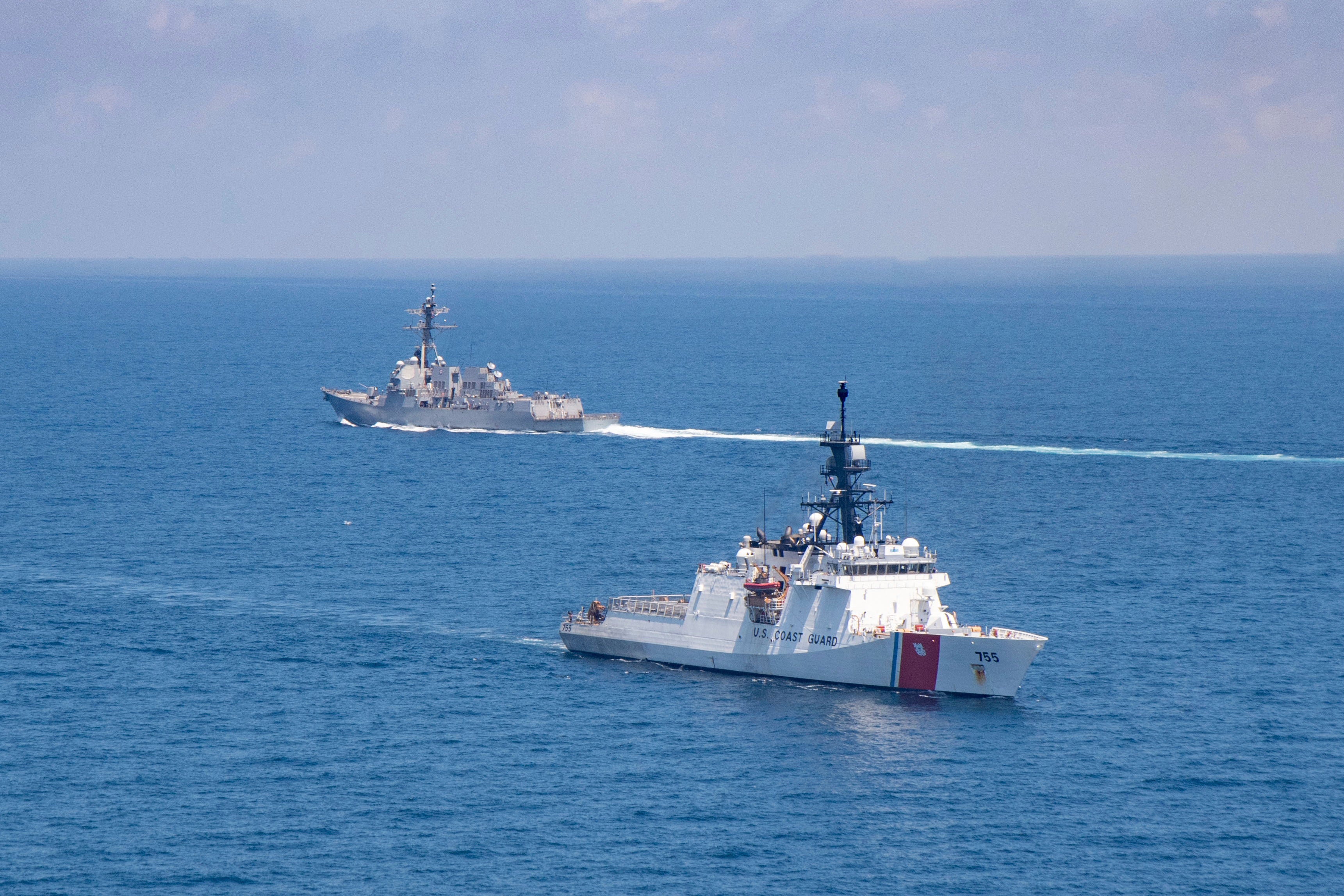 A US Coast Guard vessel in the Taiwan Strait, August 2021