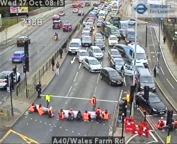 Protesters blocked the A40 westbound in London on Wednesday morning