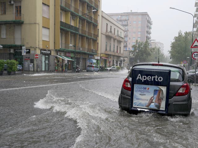 <p>Roads have been flooded in the city of Catania</p>