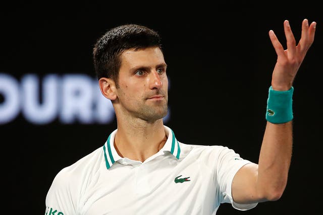 <p>Novak Djokovic at the 2021 Australian Open</p>