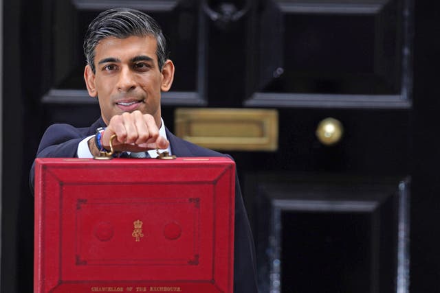 Chancellor Rishi Sunak pictured before giving his Budget speech (Jacob King./PA)