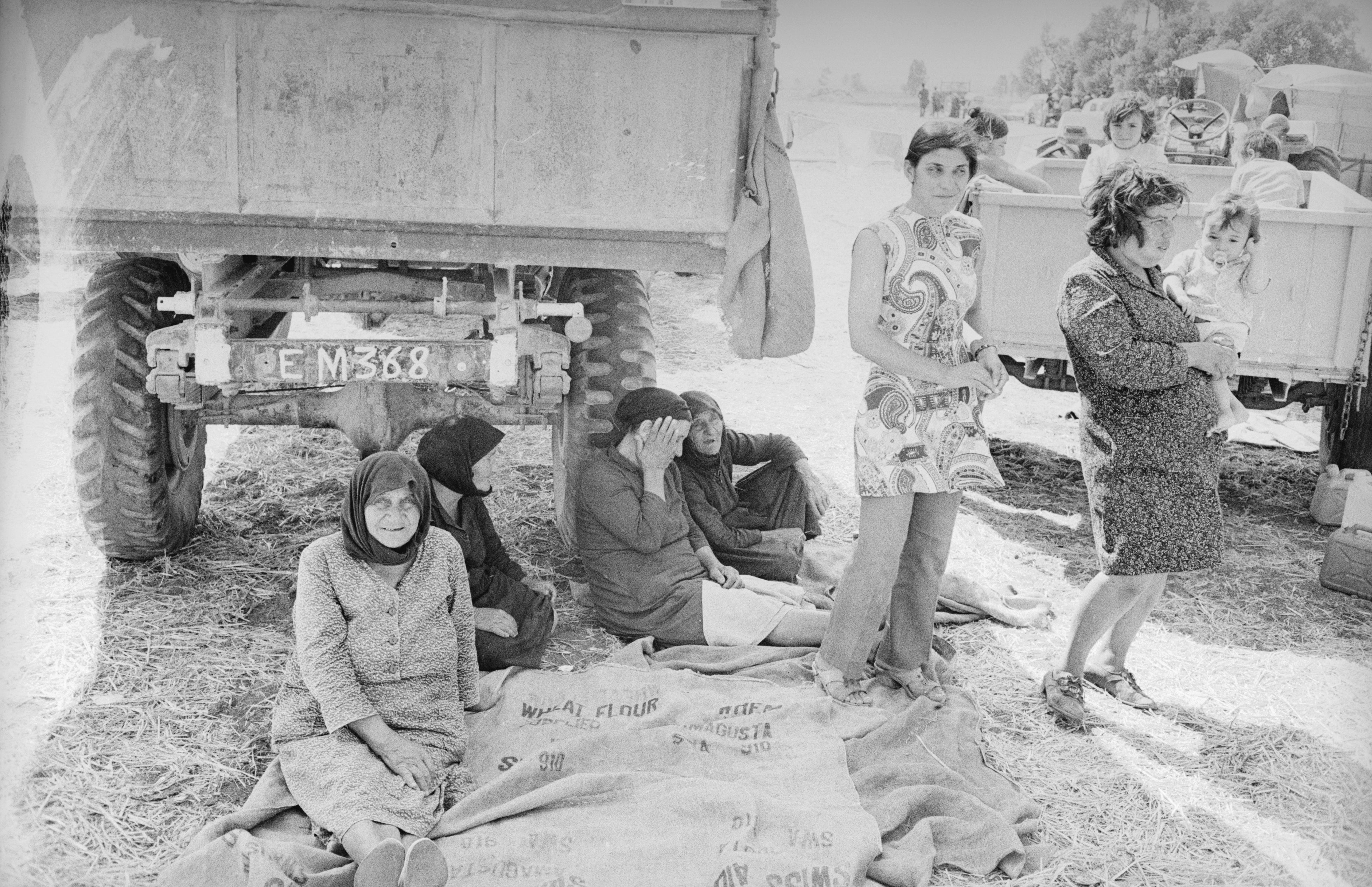 16 August 1974: a group of women and children seek refuge from fighting between Greek and Turkish Cypriots.