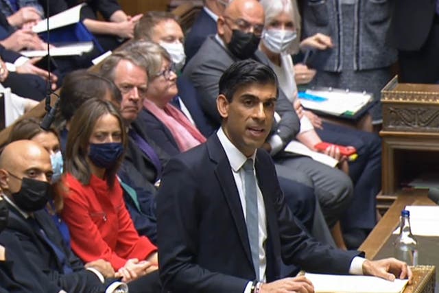 <p>Rishi Sunak delivering his Budget to the House of Commons in London</p>