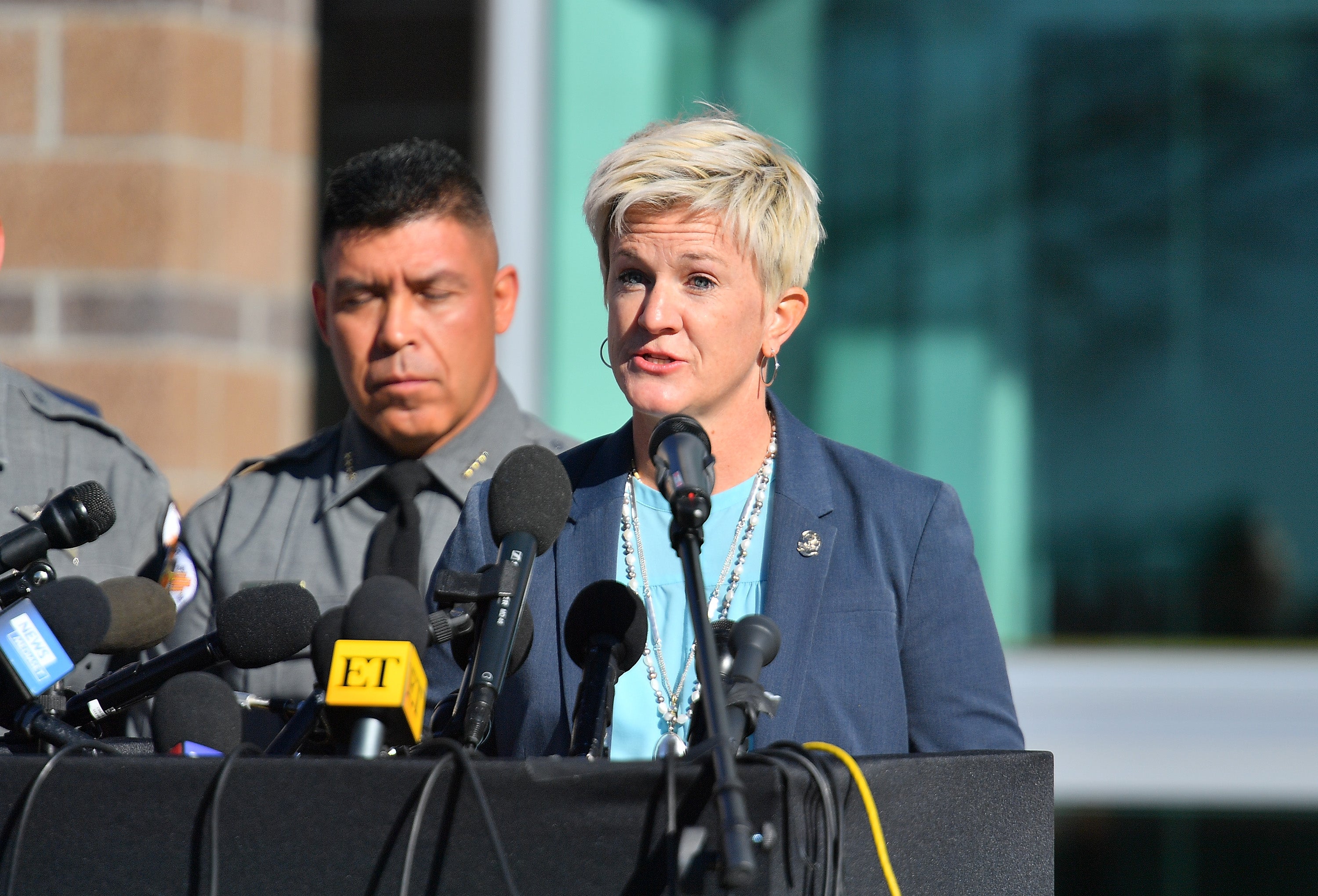 First Judicial District Attorney Mary Carmack-Altwies for the state of New Mexico speaks during a press conference at the Santa Fe County Public Safety Building to update members of the media on the shooting accident on the set of the movie "Rust" at the on October 27, 2021 in Santa Fe, New Mexico. On October 21, 2021, Director of Photography Halyna Hutchins was killed and director Joel Souza was injured on set while filming the movie "Rust" at Bonanza Creek Ranch near Santa Fe, New Mexico