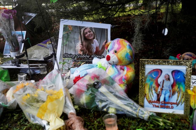 <p>A memorial to Gabby Petito in North Port, Florida </p>