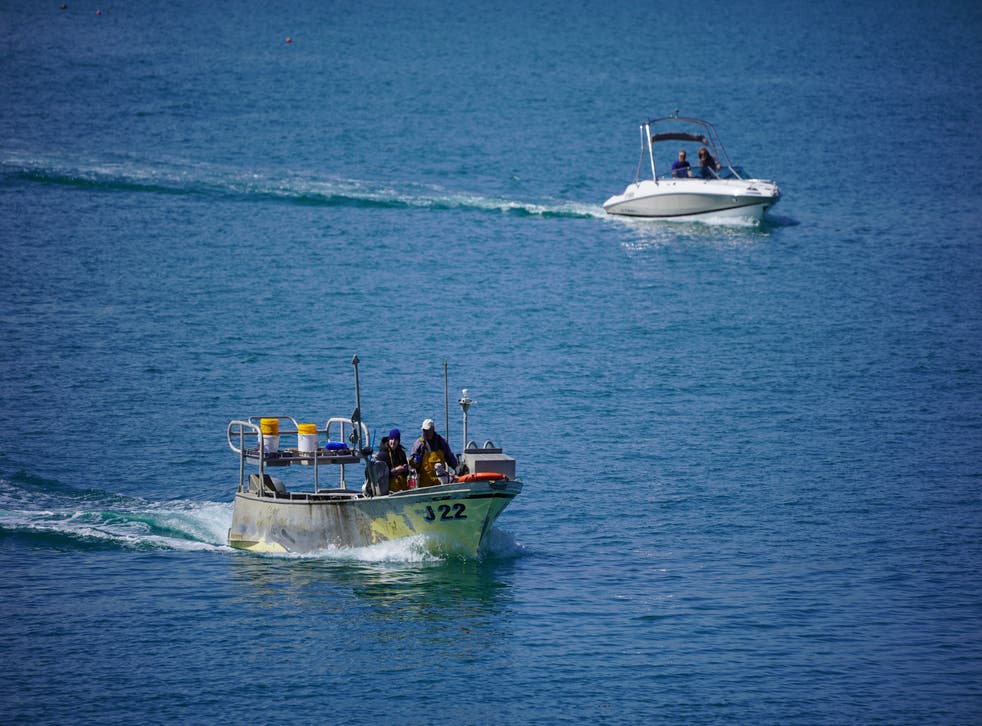 <p>A fishing boat in the harbour of St Helier, Jersey, on 6 May, 2021.</p>