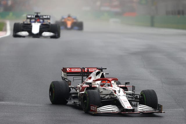 <p>Kimi Raikkonen in action for Alfa Romeo at the Turkish Grand Prix </p>