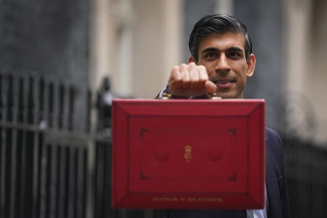 Chancellor Rishi Sunak with his Budget red box (Victoria Jones/PA)