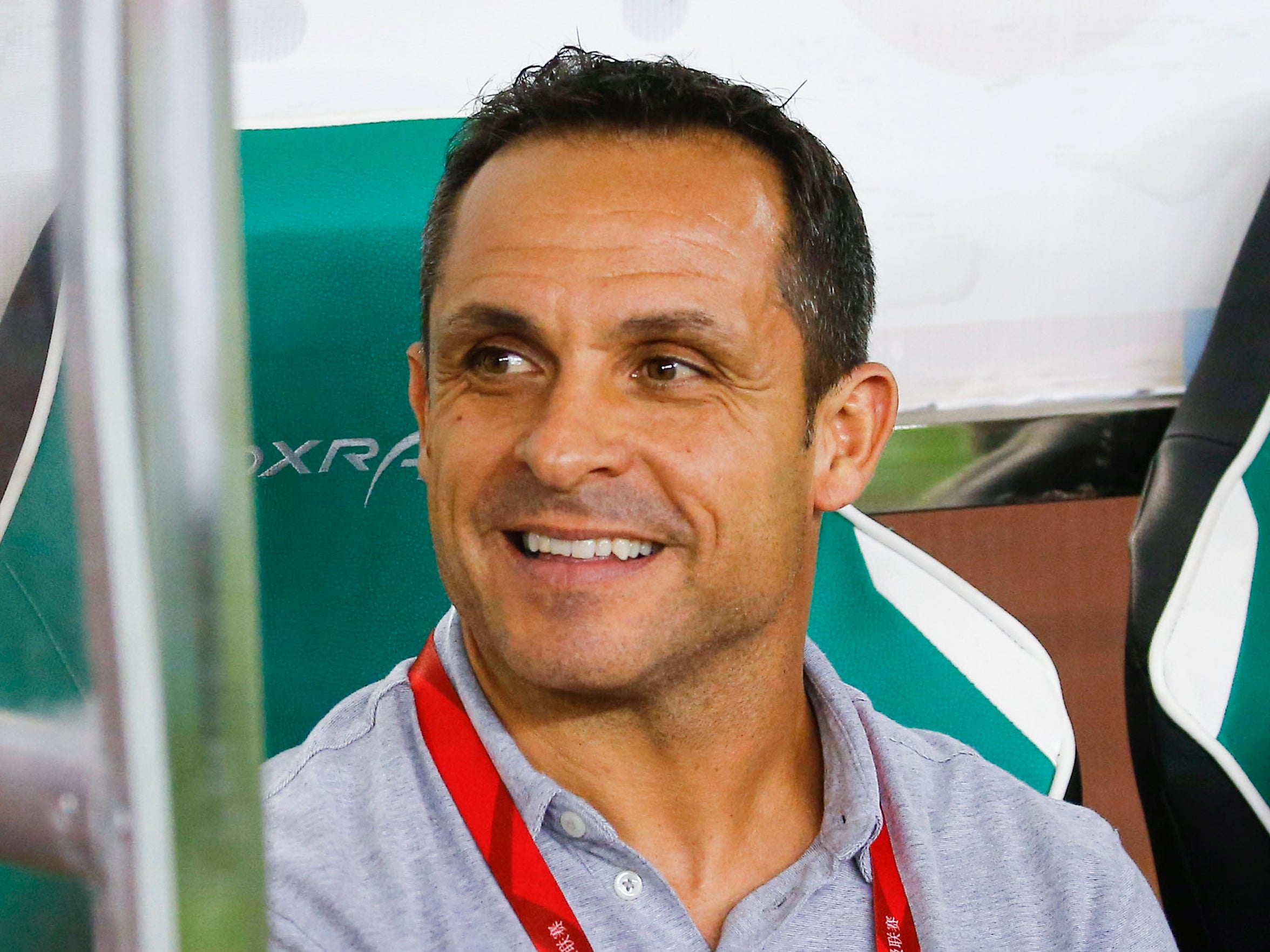 <p>Sergi Barjuan in 2018, during his time as Zhejiang Greentown coach</p>