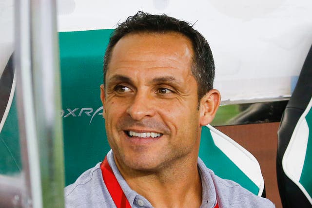 <p>Sergi Barjuan in 2018, during his time as Zhejiang Greentown coach</p>