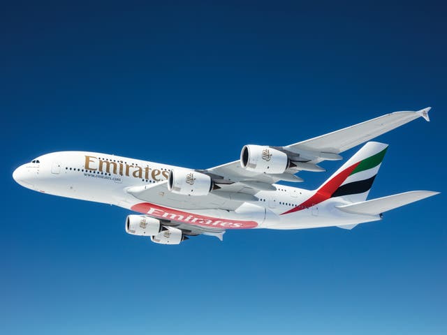 <p>Late notice? Emirates A380 “SuperJumbo”, as flown to and from many UK airports </p>