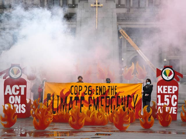 <p>Climate activists ‘set fire’ to George Square, Glasgow</p>