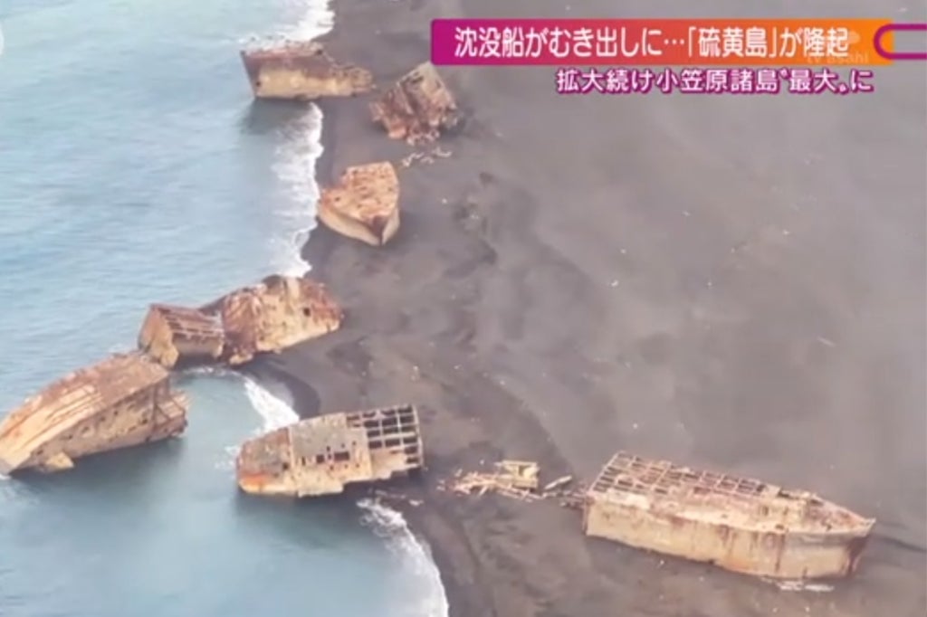 ‘Ghost ships’ brought to surface of Pacific Ocean after underwater volcano erupts near Japanese island