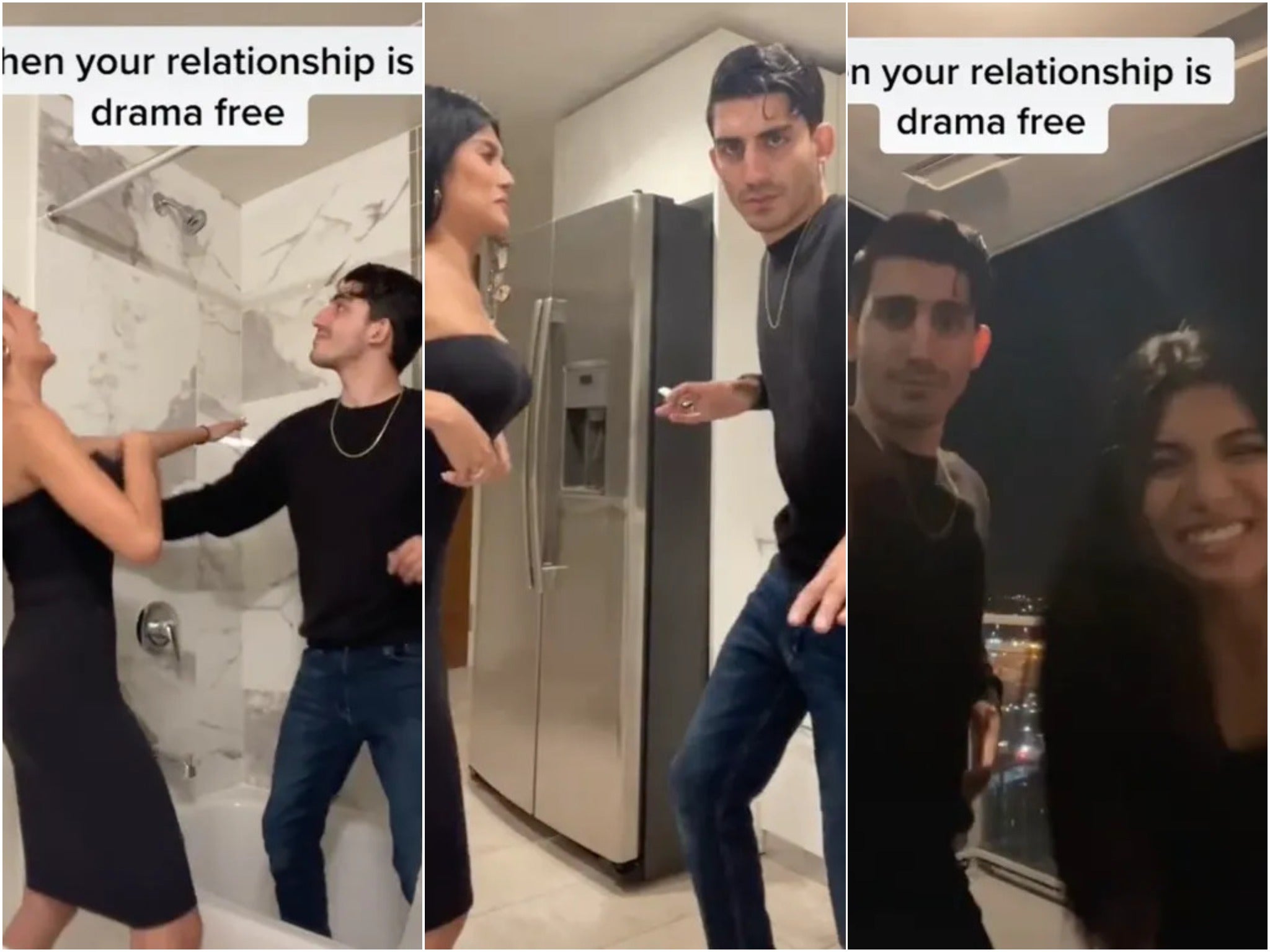 A TikTok video of a couple celebrating their drama-free relationship has emerged after he was arrested for her murder