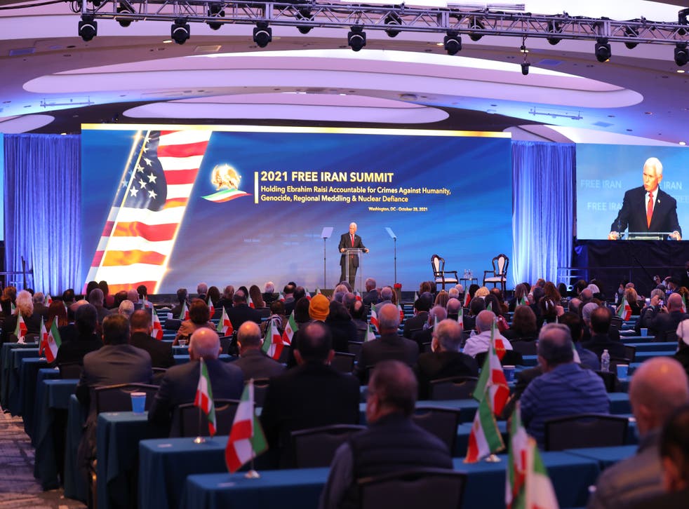 <p>Former Vice President Mike Pence speaks at the Free Iran Summit 2021 in Washington D.C.</p>