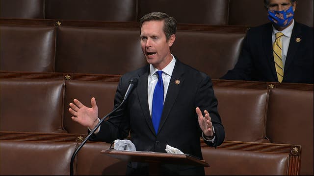 <p>File: In this 23 April 2020, file image from video, Rep Rodney Davis speaks at the US Capitol in Washington Illinois Democrats are delivering, using their dominance in state government to advance new congressional district maps on Thursday, 28 Oct 2021, intended to eliminate two Republican-held districts and send more Democrats to Washington</p>